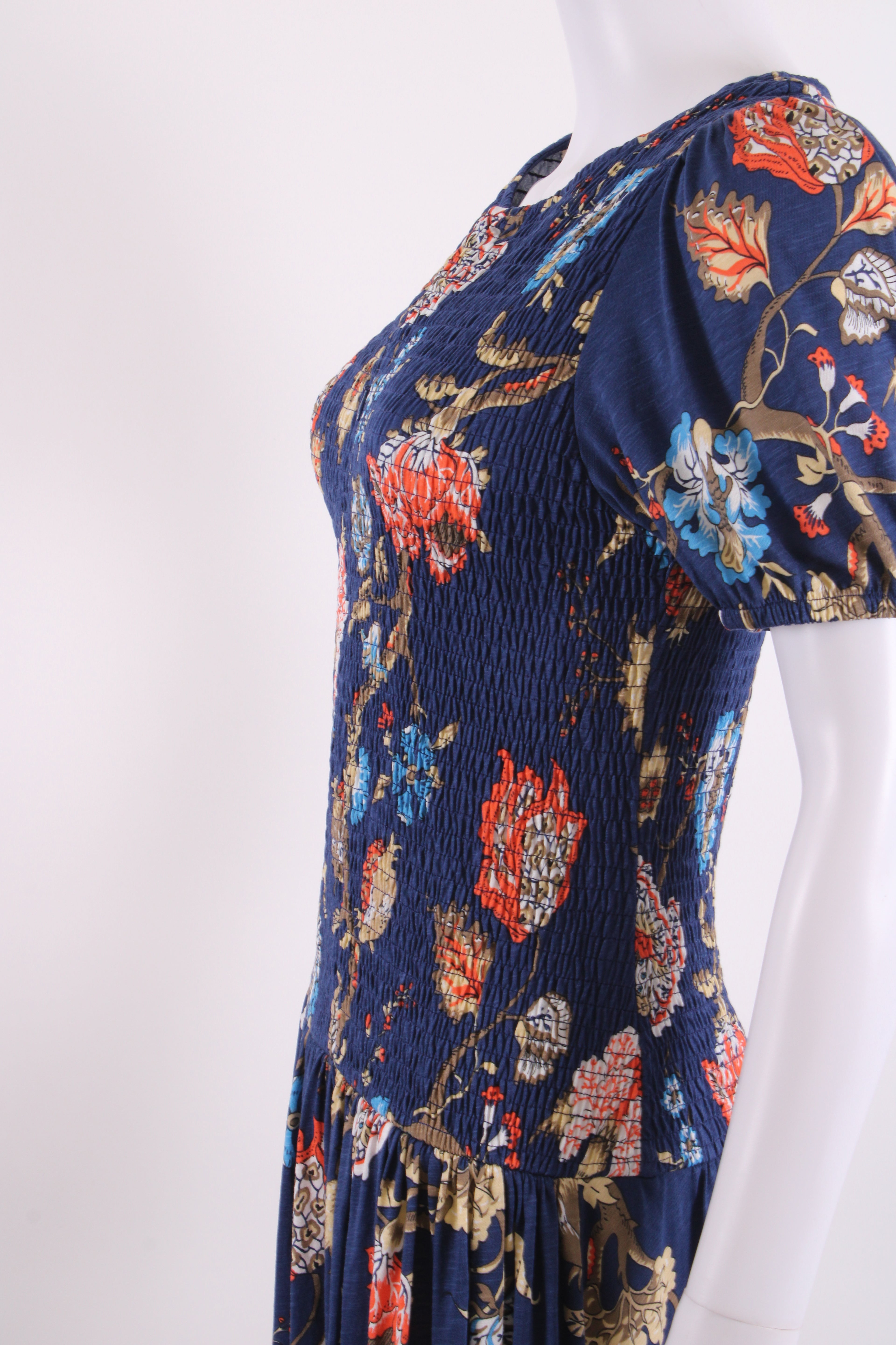 ME+EM S/S Floral Dress Navy/ Orange 10