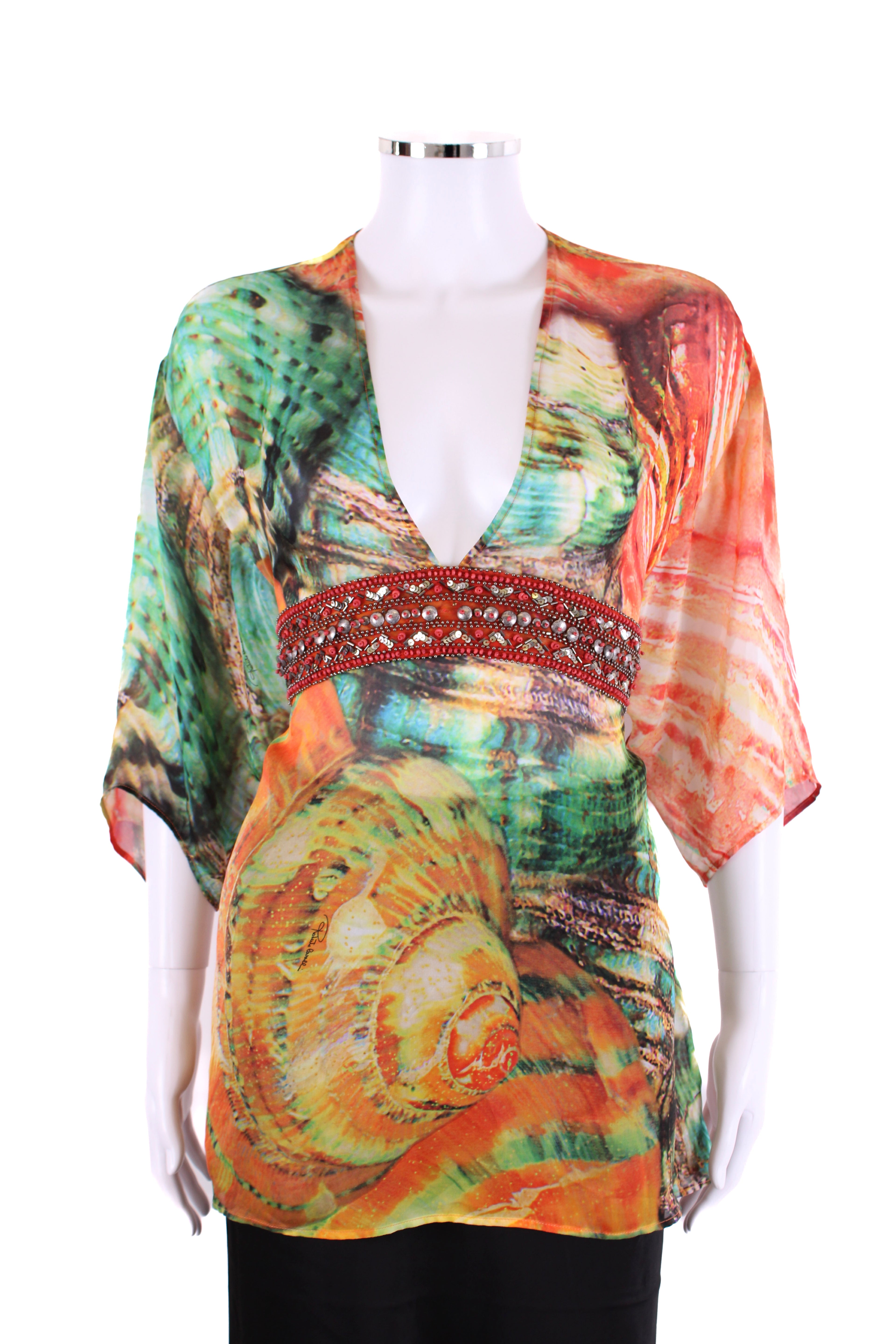 Roberto Cavalli Blouse Green/ Orange 10