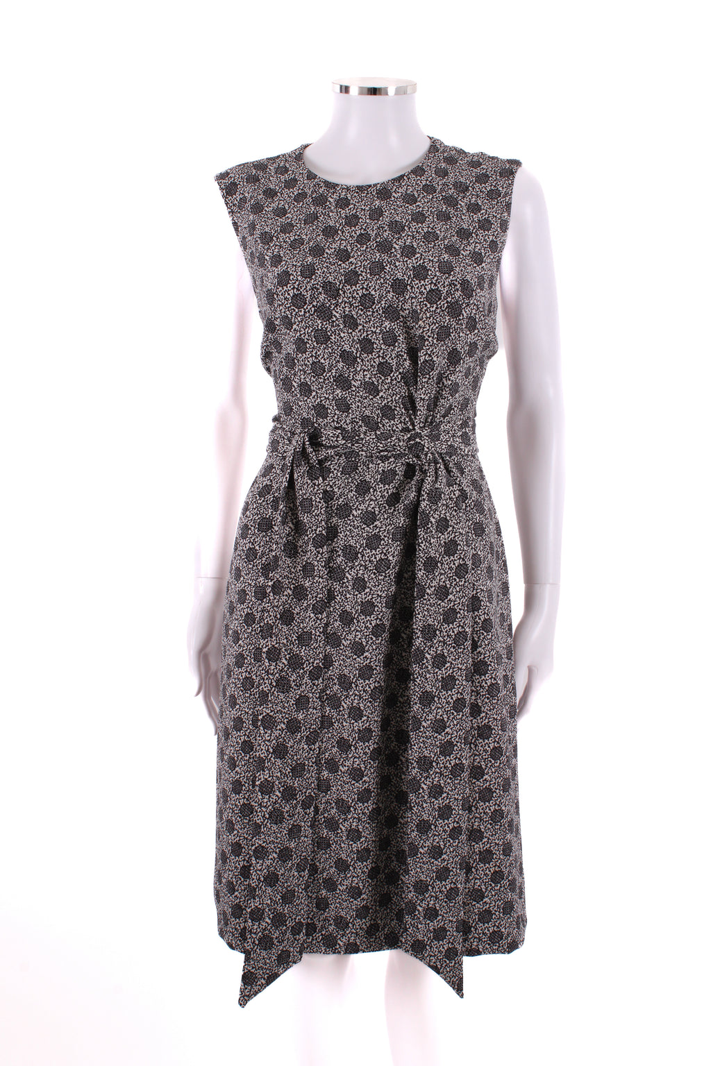Bottega Veneta Print Midi Tie Dress White and Black M