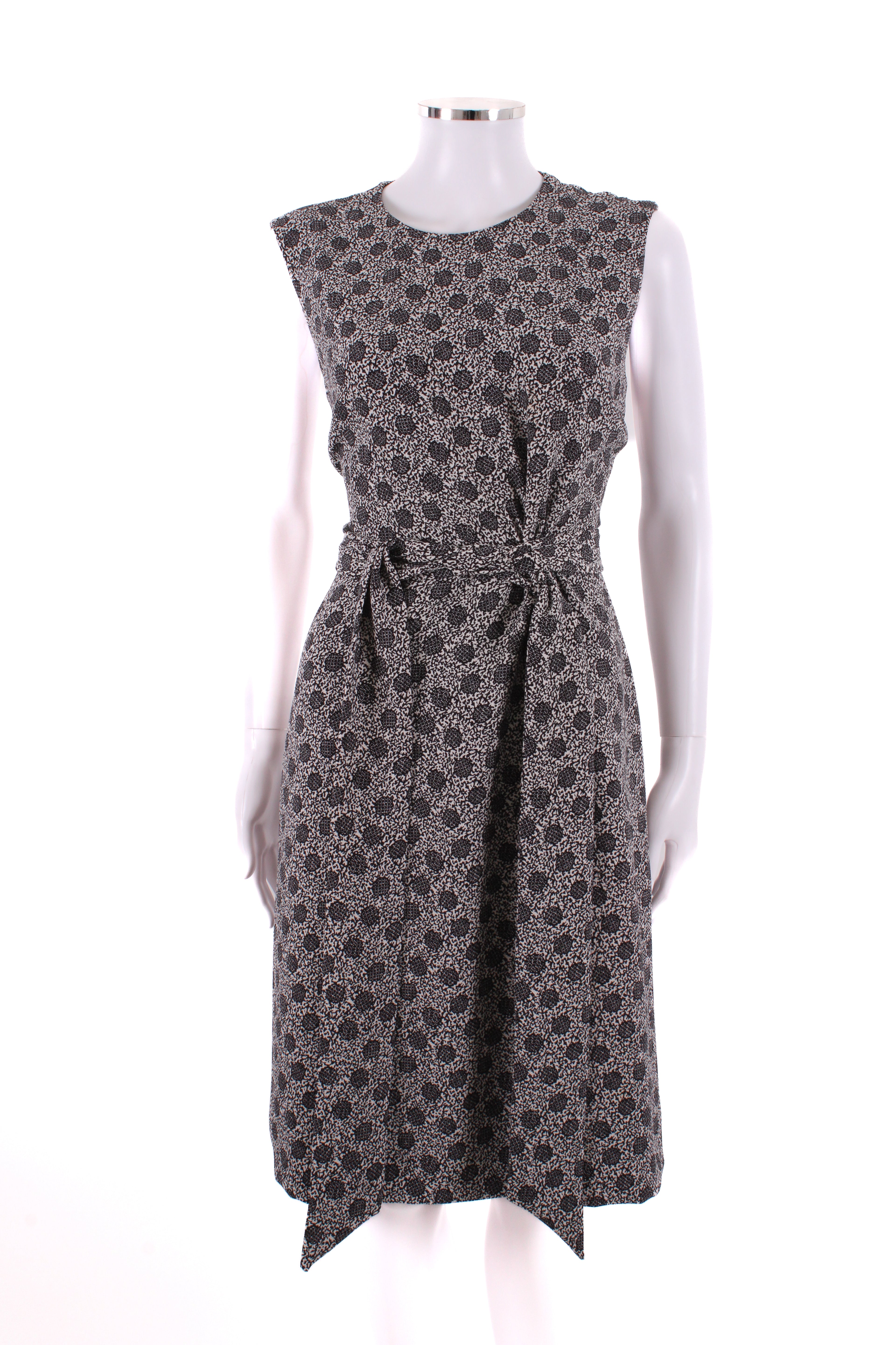 Bottega Veneta Print Midi Tie Dress White and Black M