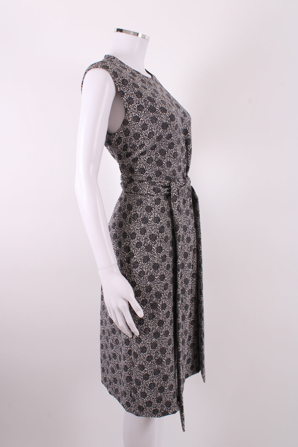 Bottega Veneta Print Midi Tie Dress White and Black M