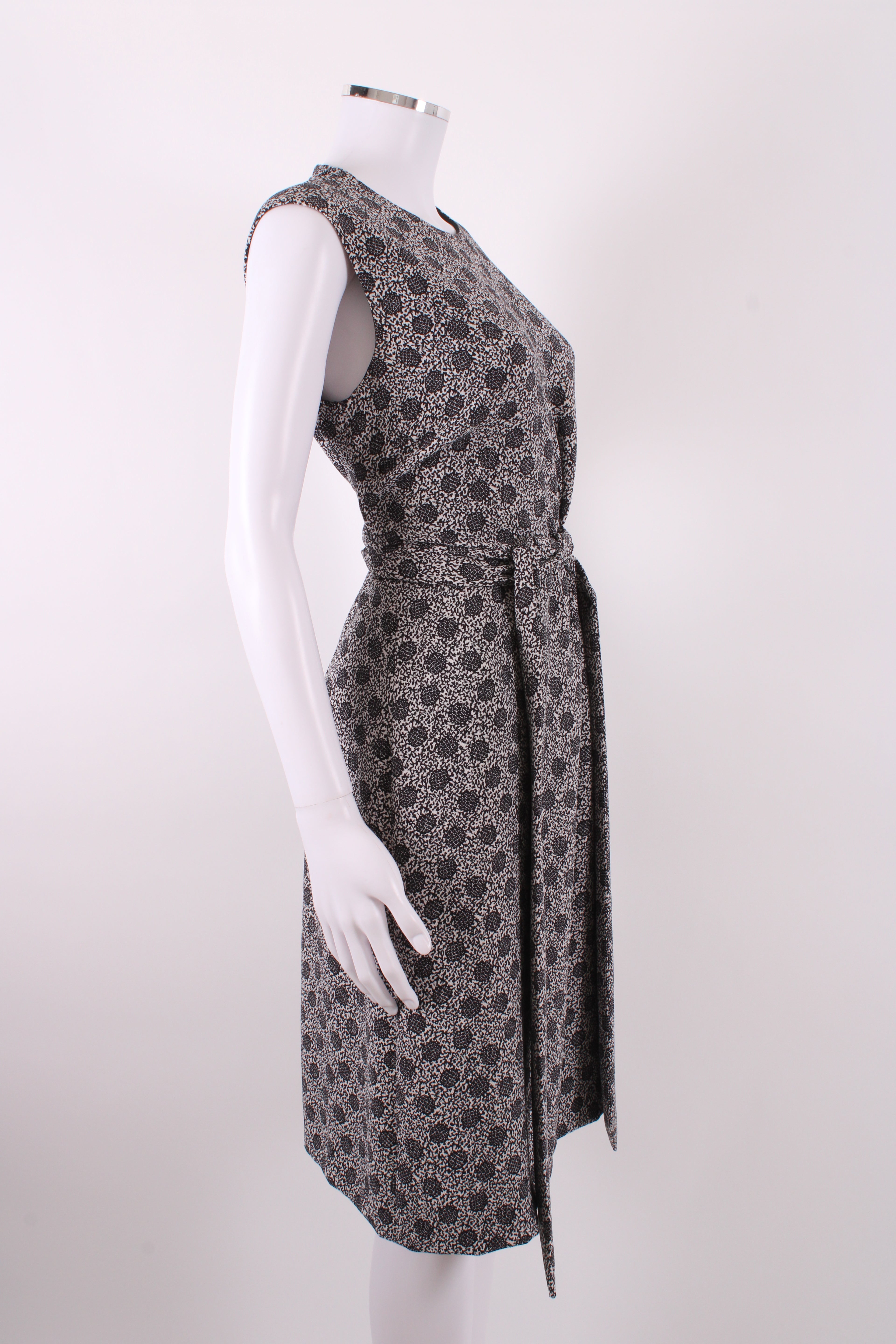 Bottega Veneta Print Midi Tie Dress White and Black M