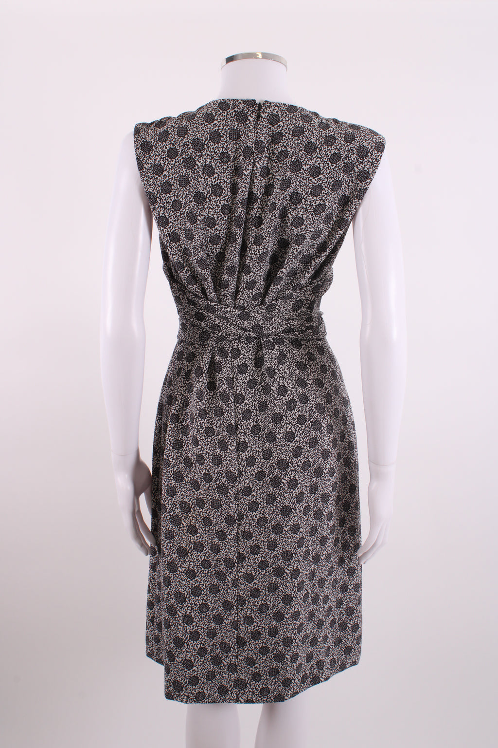 Bottega Veneta Print Midi Tie Dress White and Black M