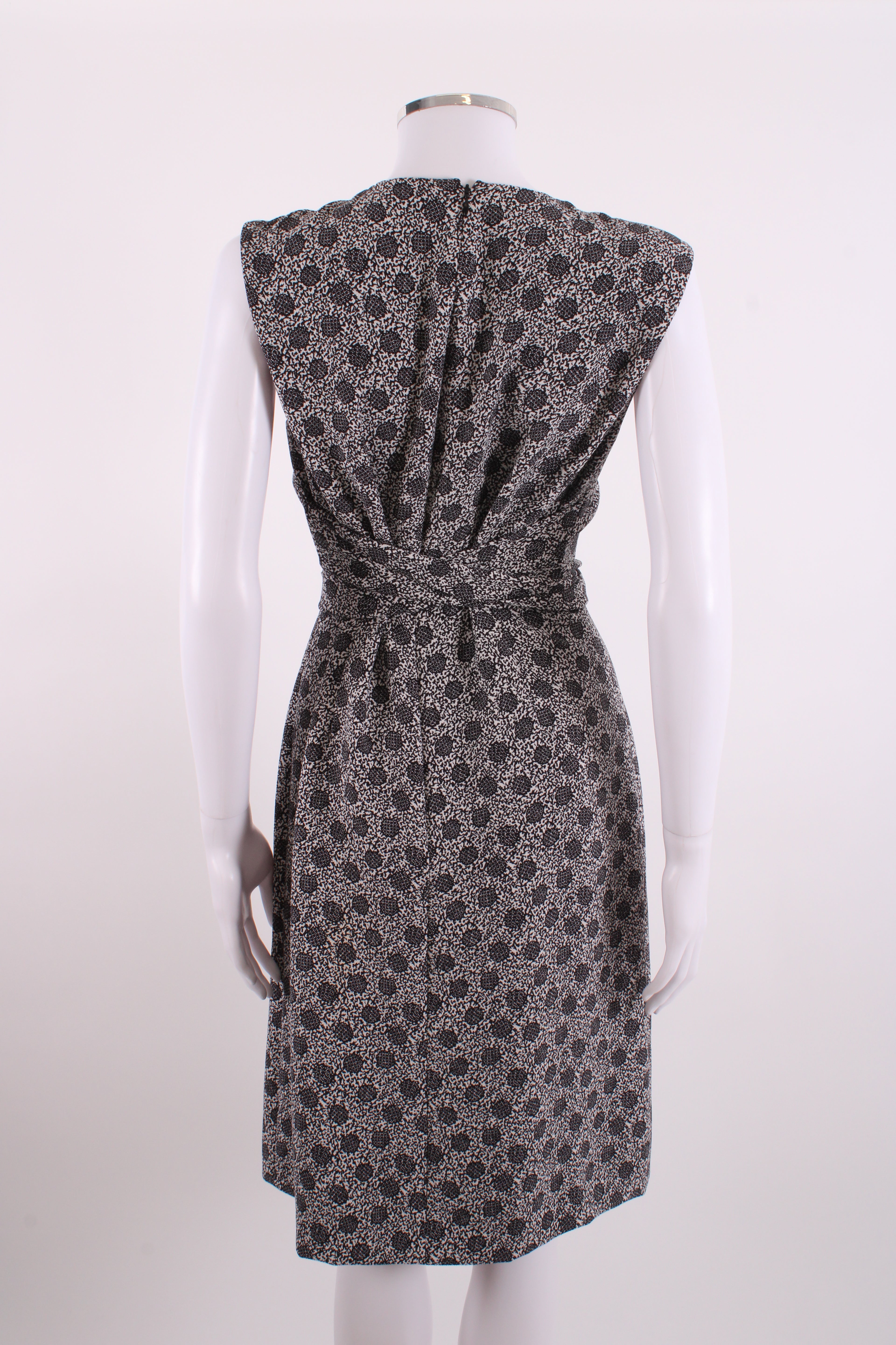 Bottega Veneta Print Midi Tie Dress White and Black M