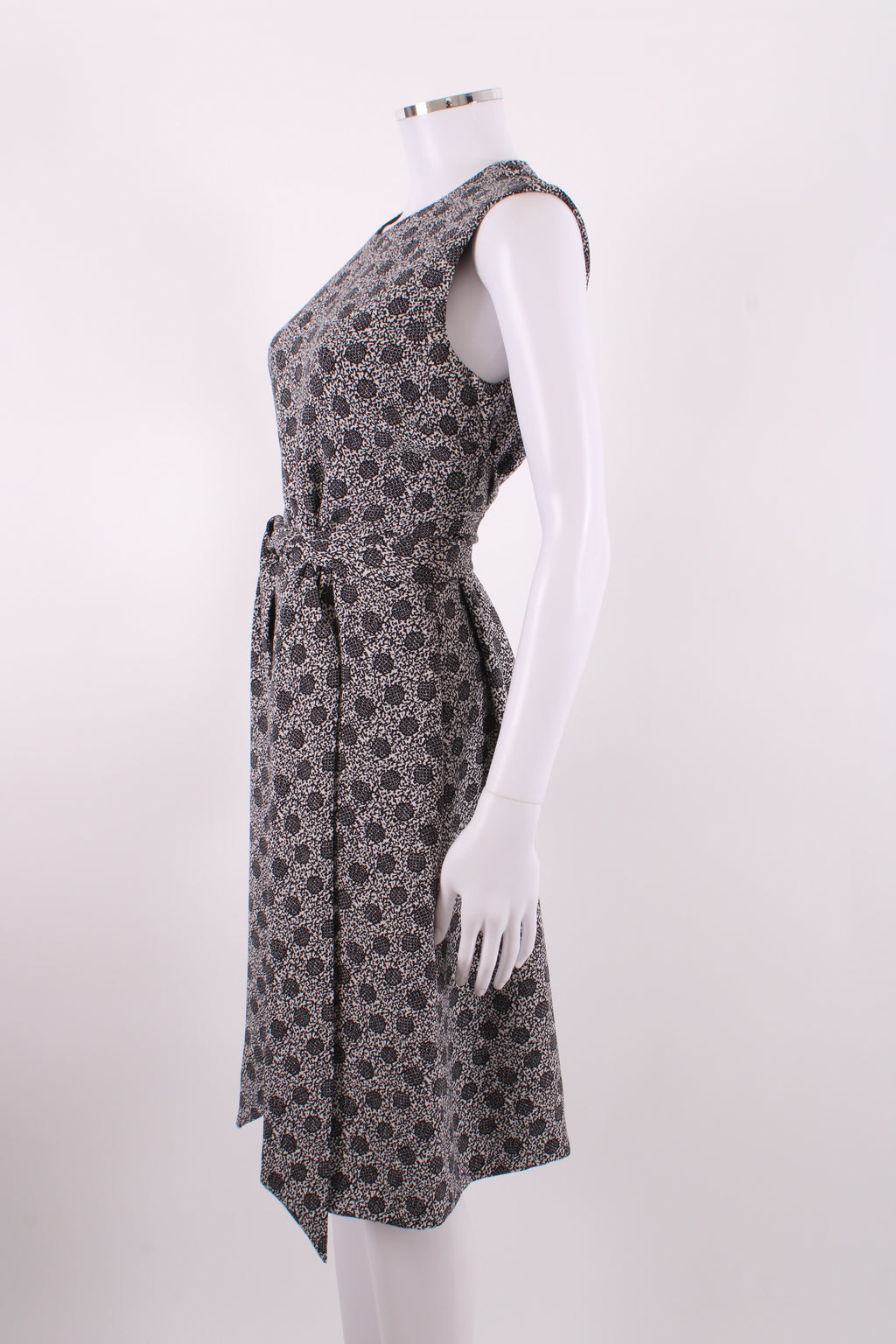 Bottega Veneta Print Midi Tie Dress White and Black M