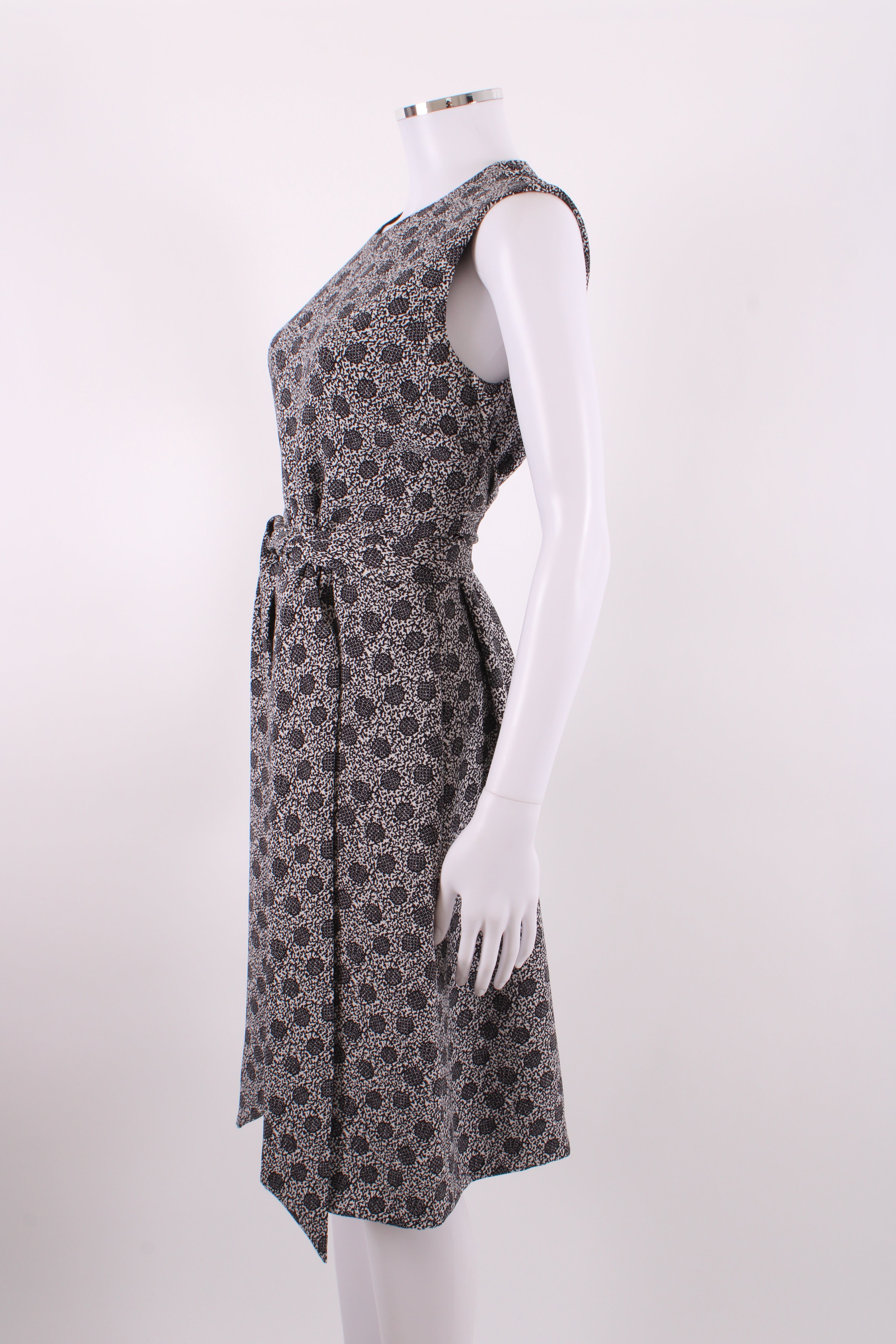 Bottega Veneta Print Midi Tie Dress White and Black M