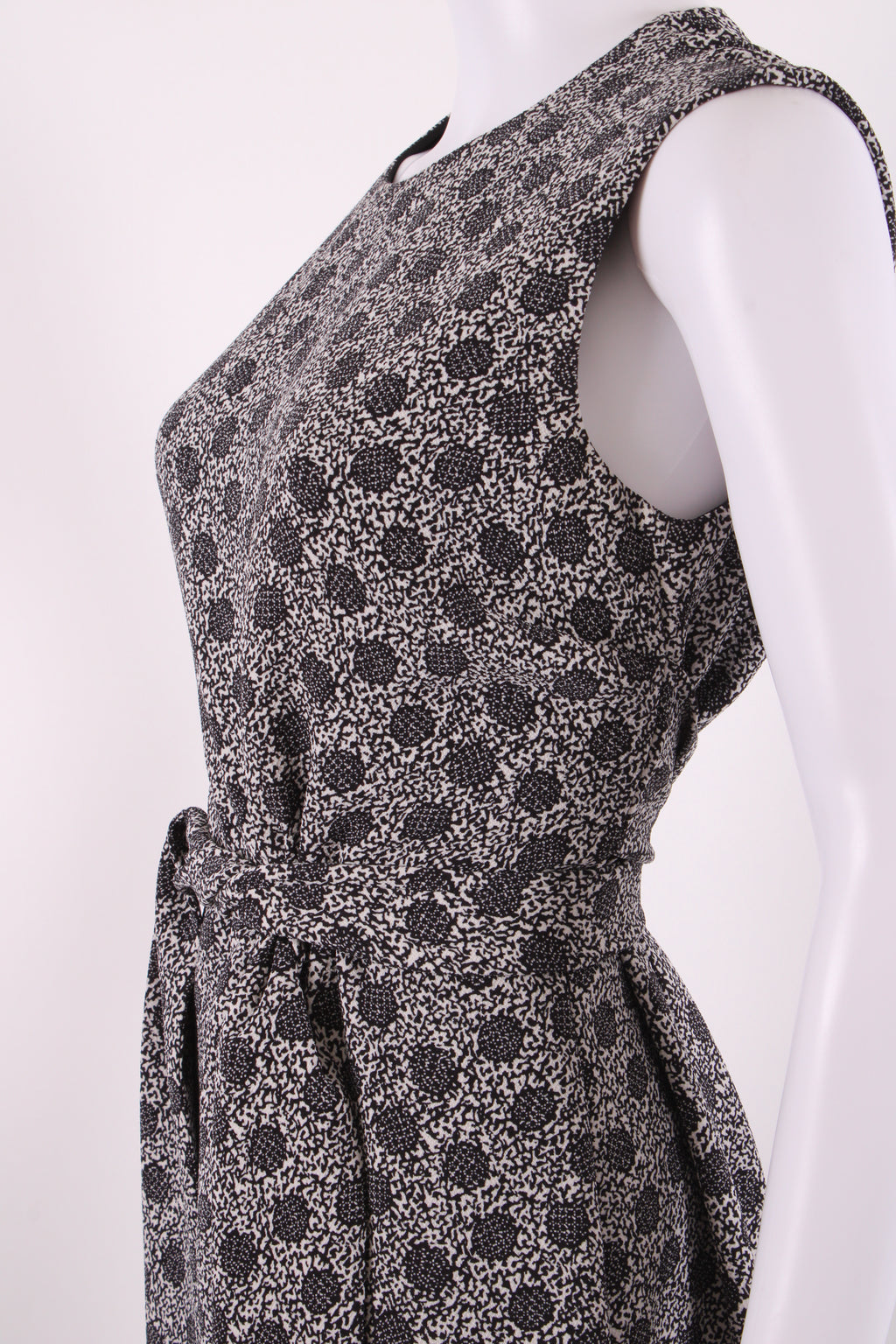 Bottega Veneta Print Midi Tie Dress White and Black M