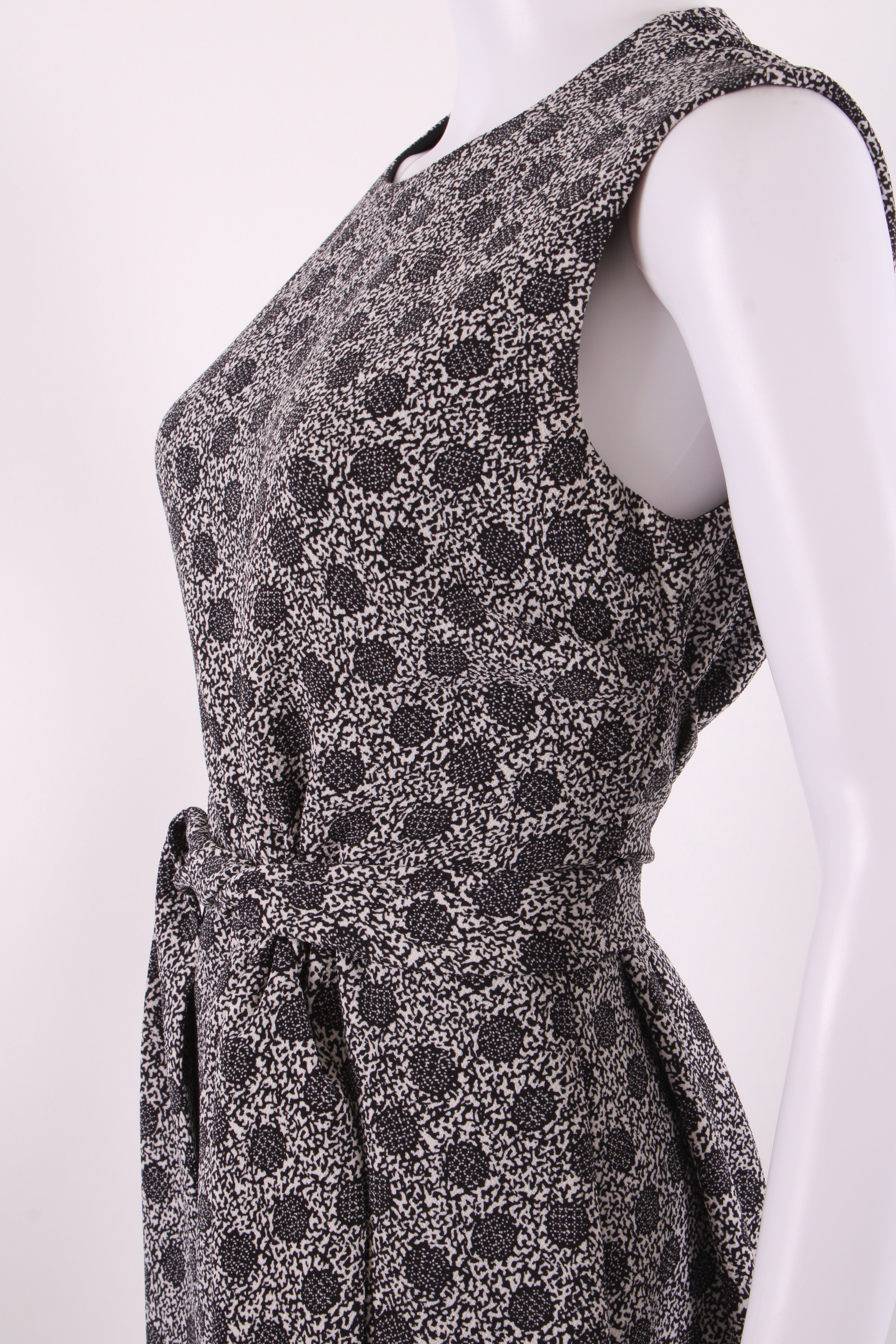 Bottega Veneta Print Midi Tie Dress White and Black M