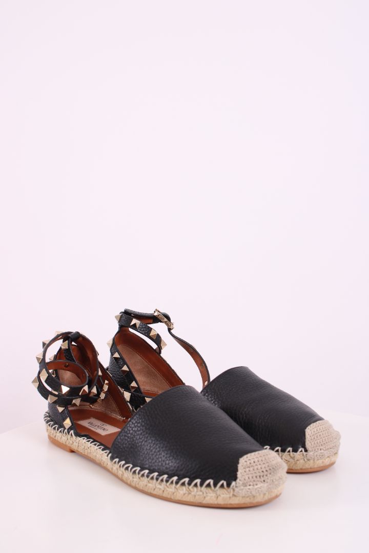 Valentino Rockstud Espadrilles Black 38