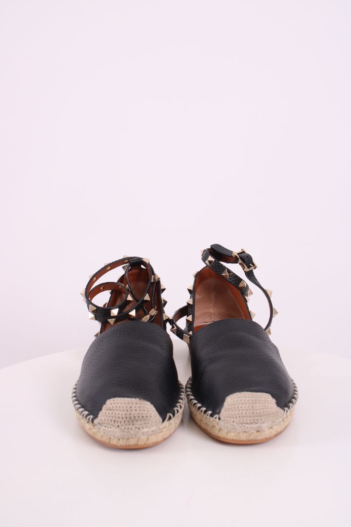 Valentino Rockstud Espadrilles Black 38