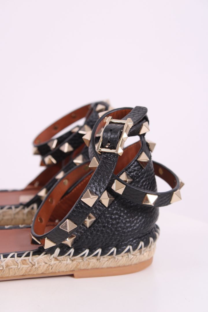 Valentino Rockstud Espadrilles Black 38