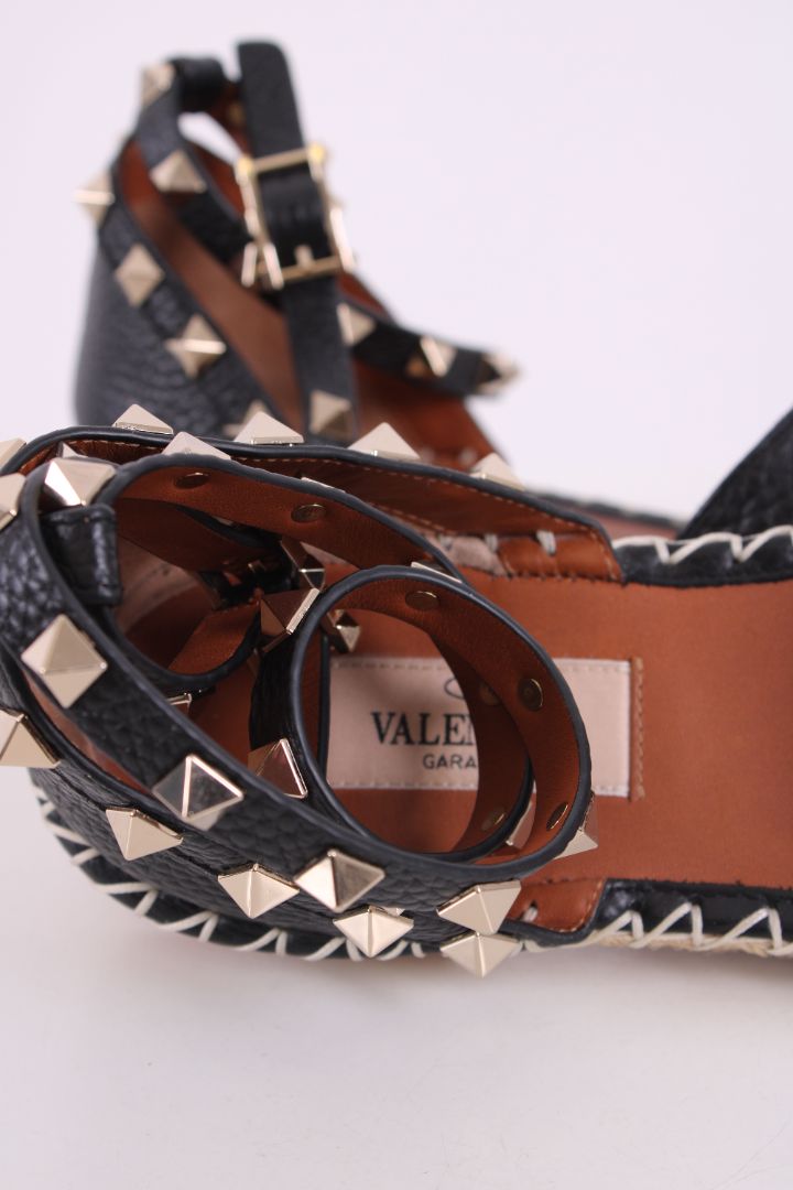 Valentino Rockstud Espadrilles Black 38