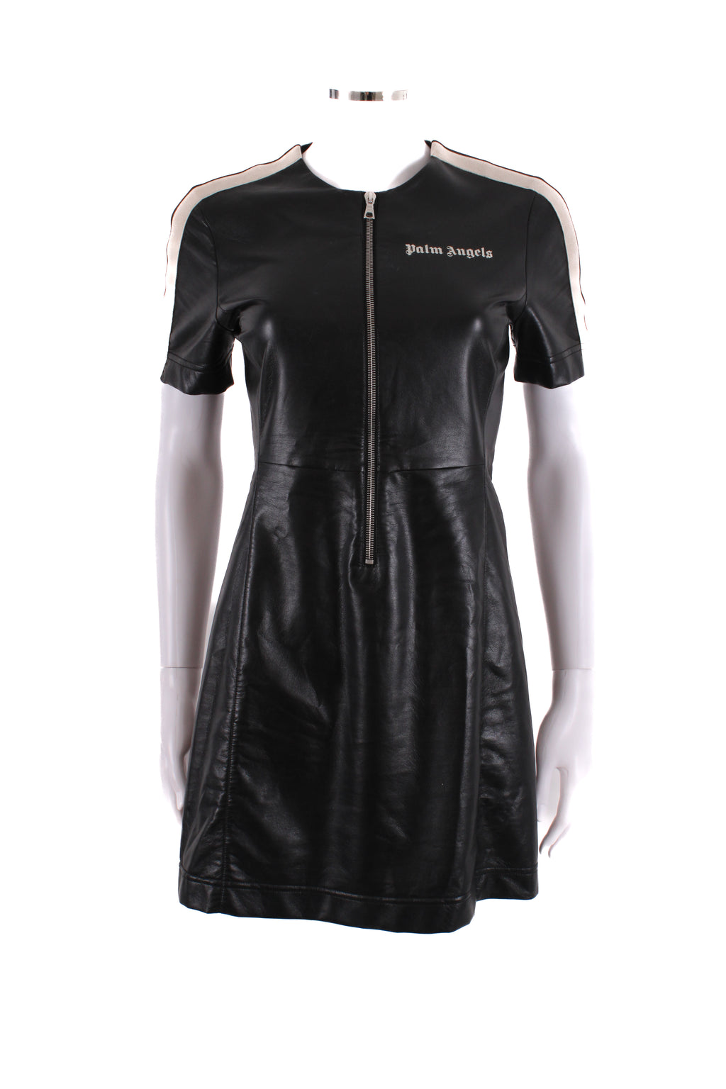 Palm Angels S/S Faux Leather Logo Dress Black/ Cream S