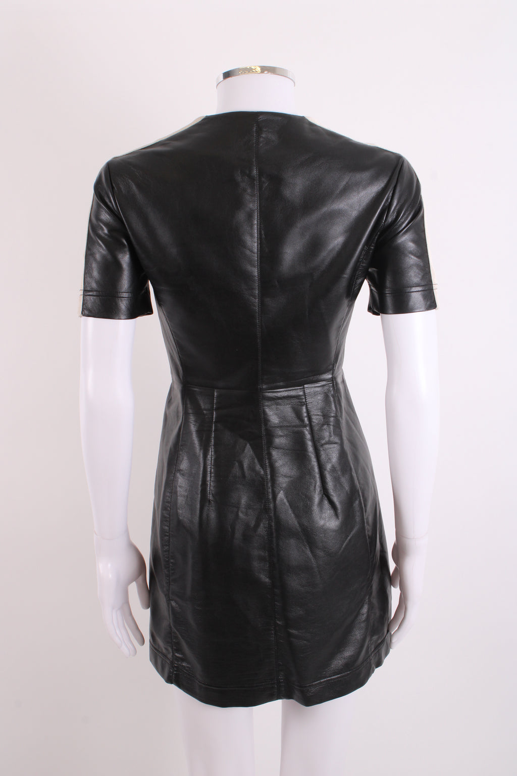 Palm Angels S/S Faux Leather Logo Dress Black/ Cream S