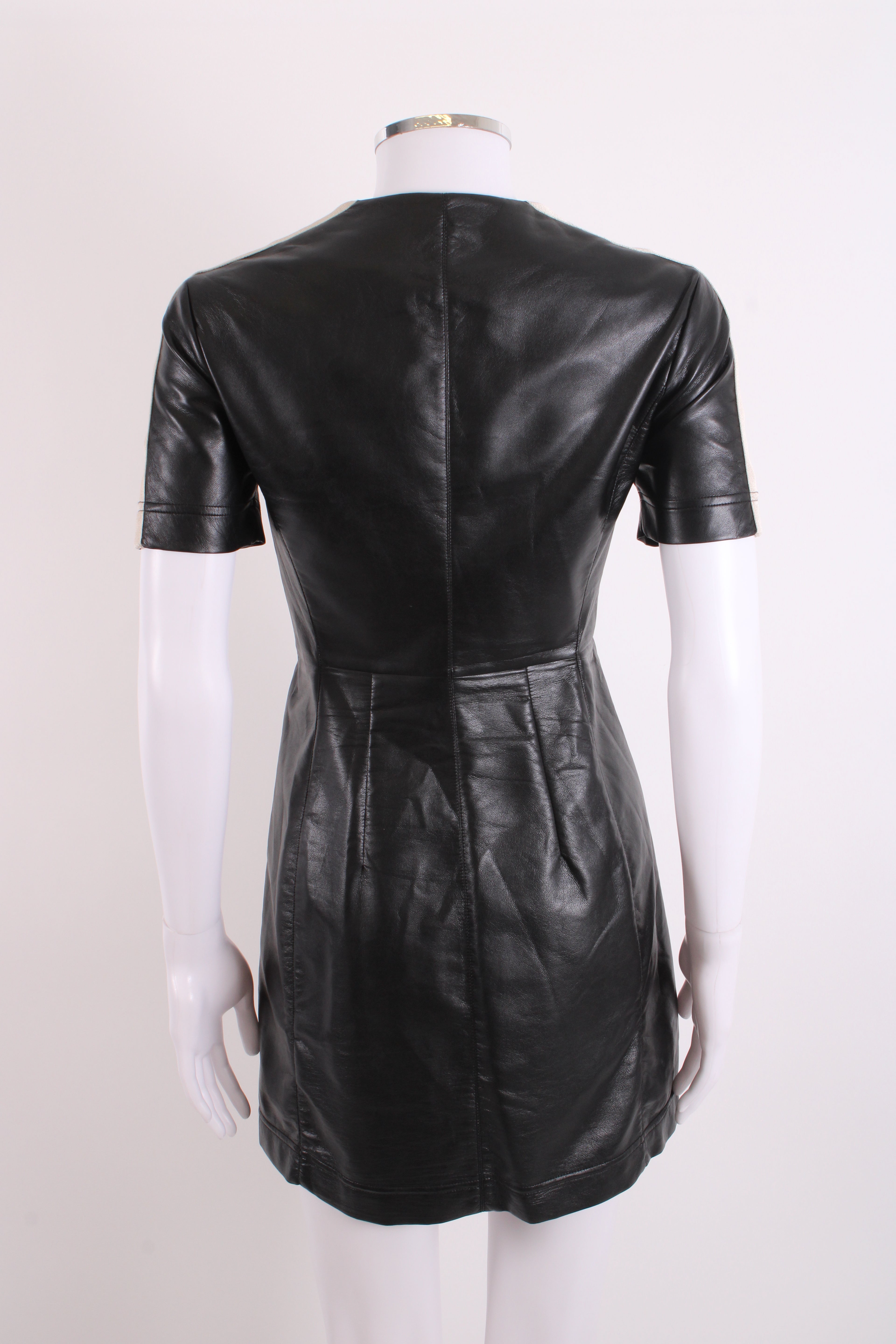 Palm Angels S/S Faux Leather Logo Dress Black/ Cream S