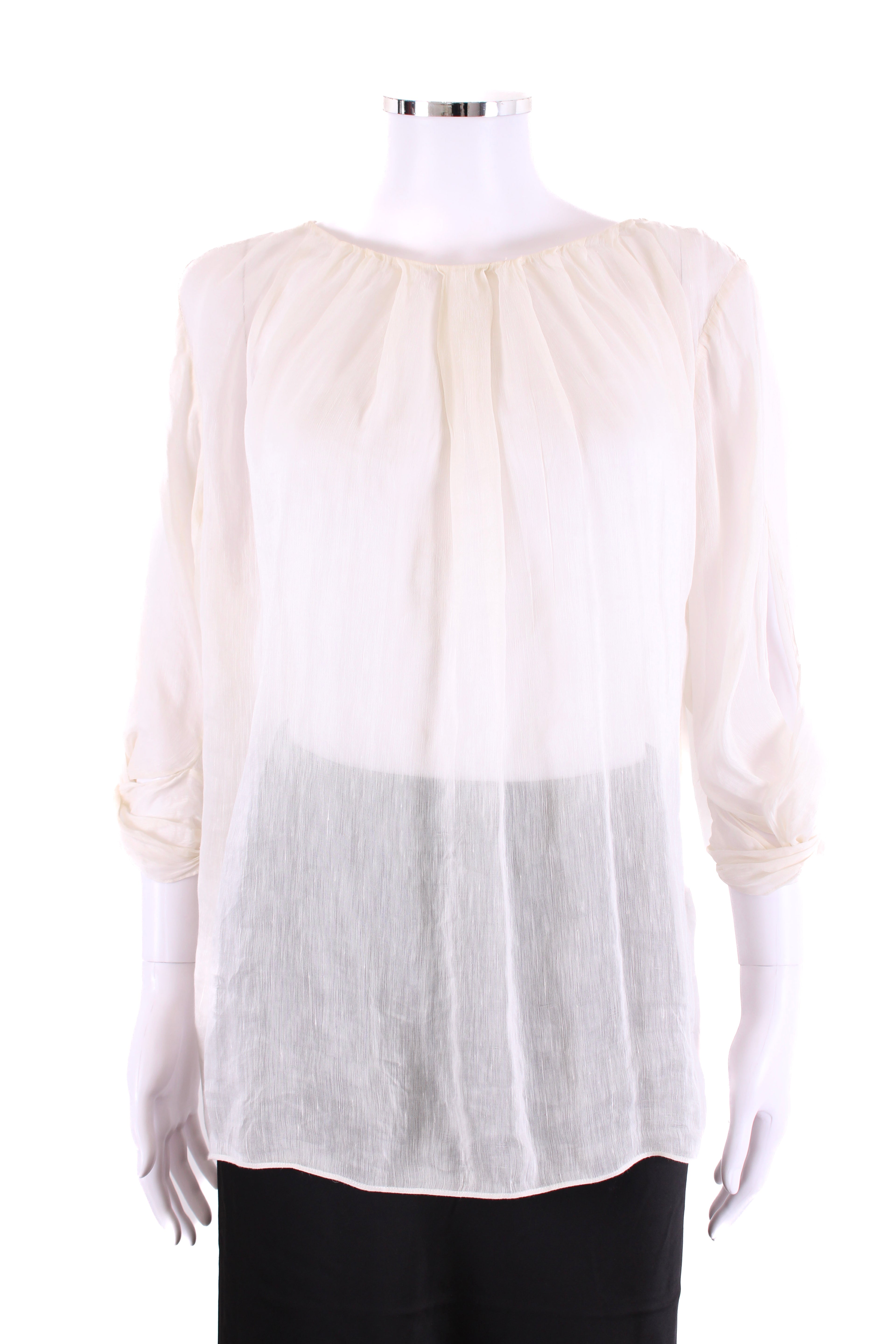 Vanessa Bruno Linen Silk See Through Blouse Cream 38