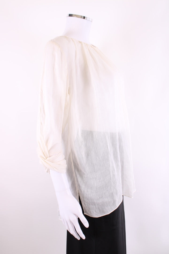 Vanessa Bruno Linen Silk See Through Blouse Cream 38