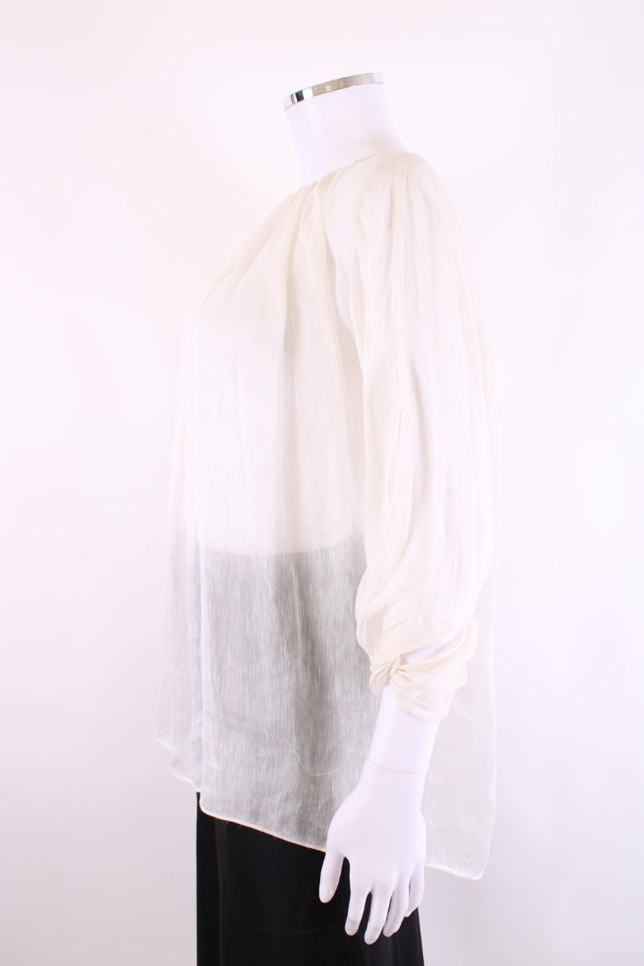 Vanessa Bruno Linen Silk See Through Blouse Cream 38