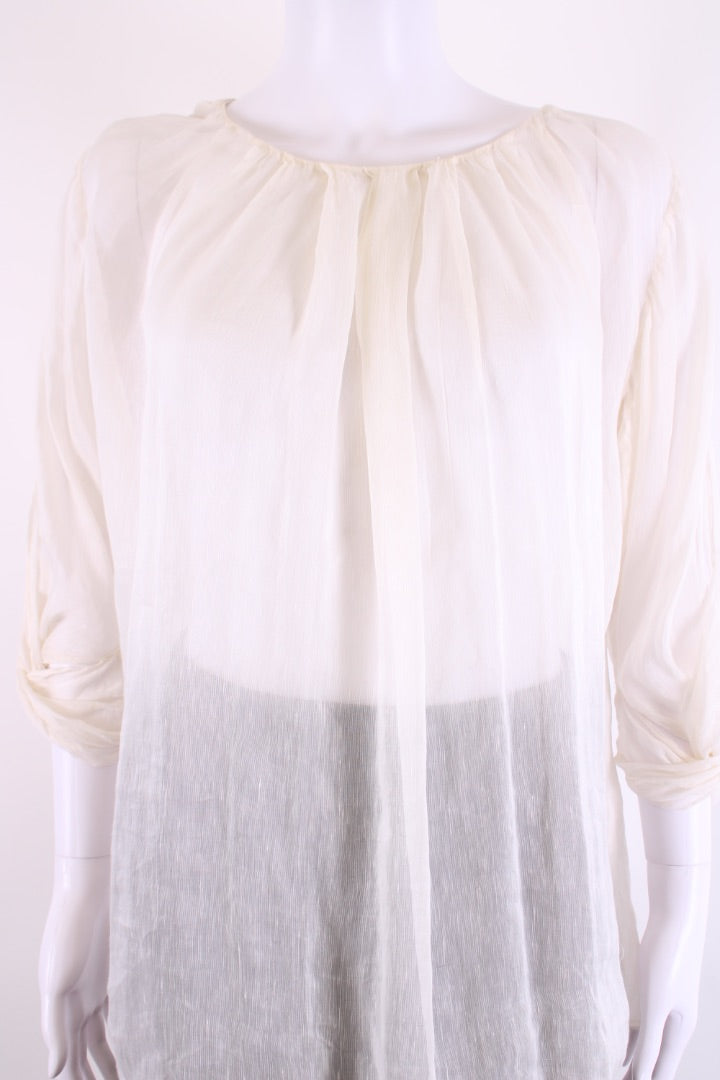 Vanessa Bruno Linen Silk See Through Blouse Cream 38