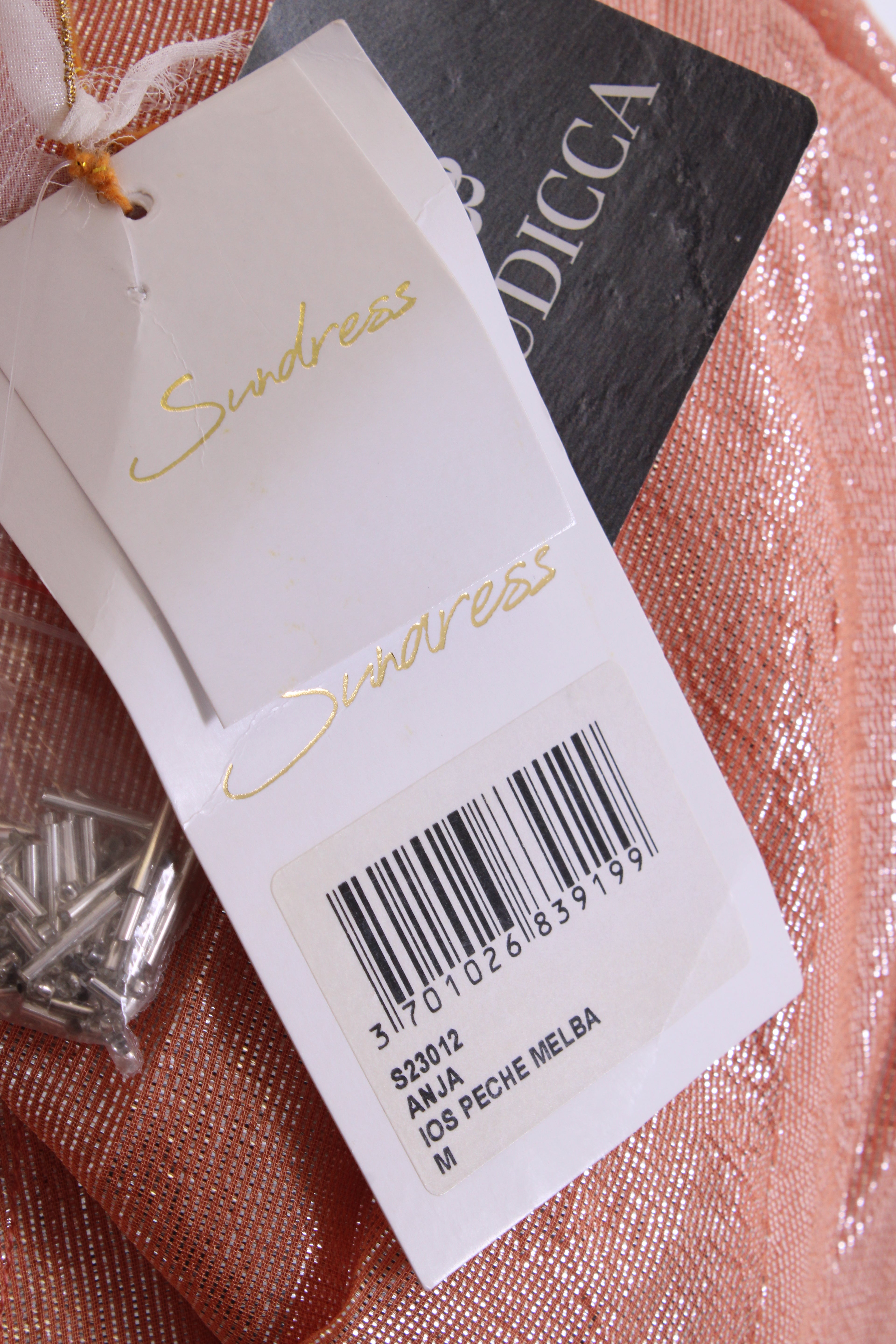 Sundress S/S Shimmer Dress Peach/ Silver M