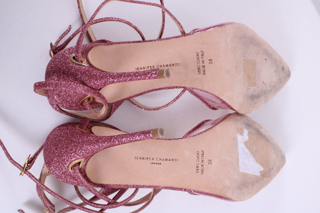 Jennifer Chamandi Glitter/ PVC Heels Pink 38