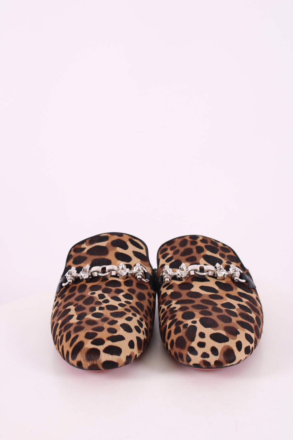 Christian Louboutin Pony Hair Mule Flats Leopard Print 37