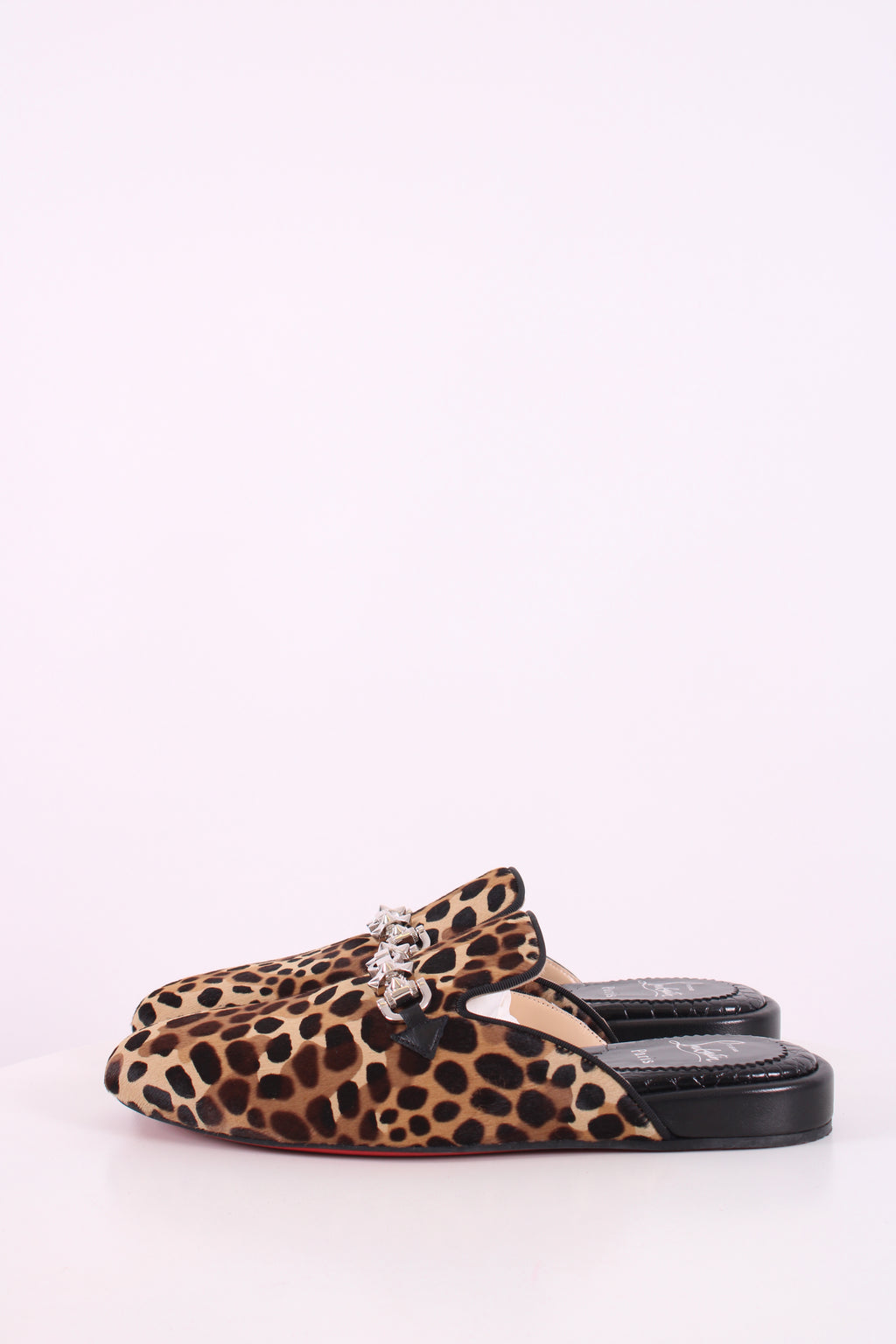 Christian Louboutin Pony Hair Mule Flats Leopard Print 37