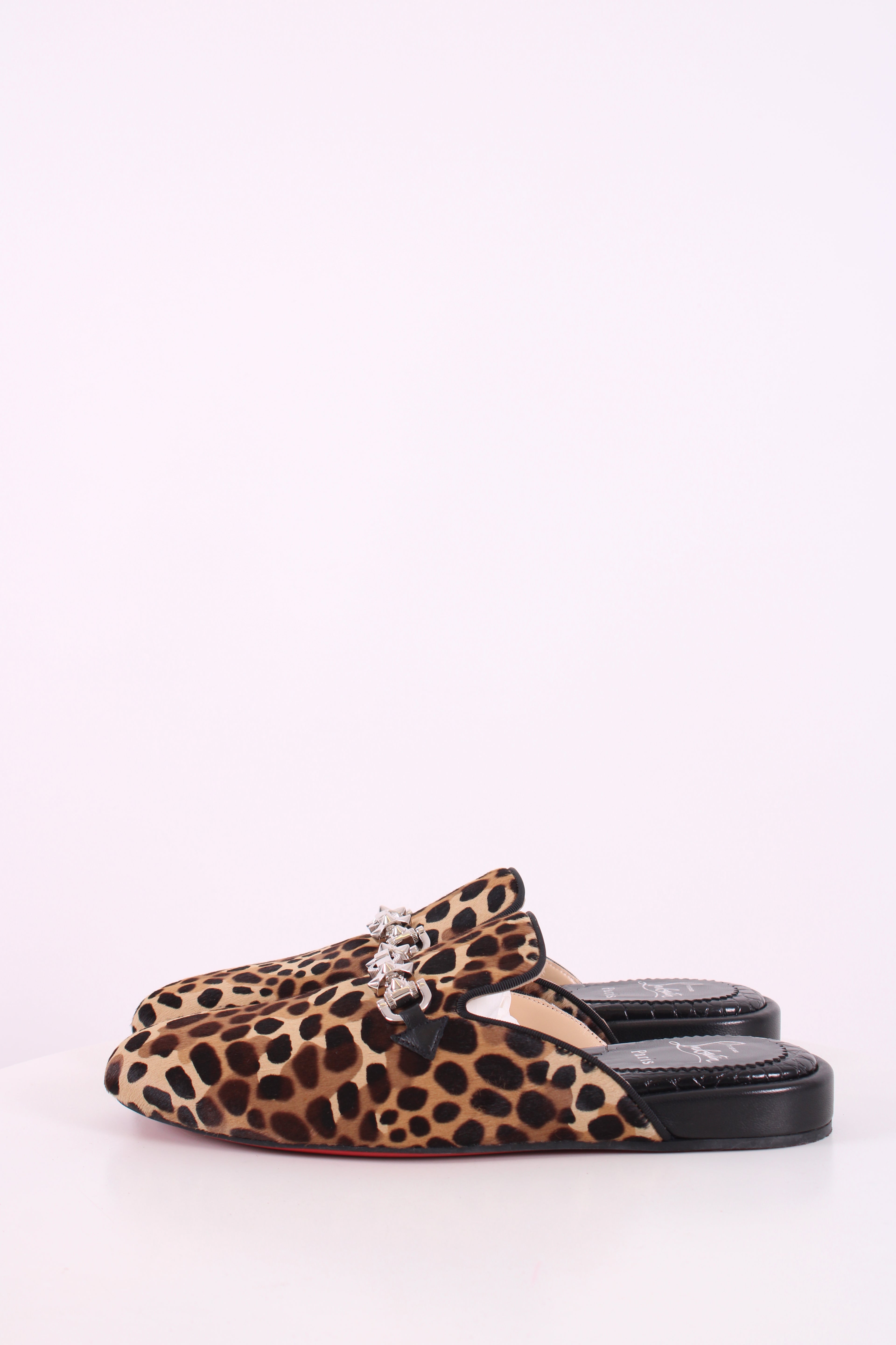 Christian Louboutin Pony Hair Mule Flats Leopard Print 37