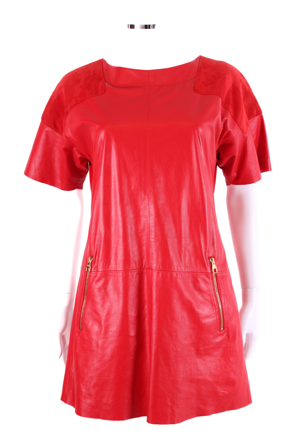 Louis Vuitton Leather Mini Dress Red 8