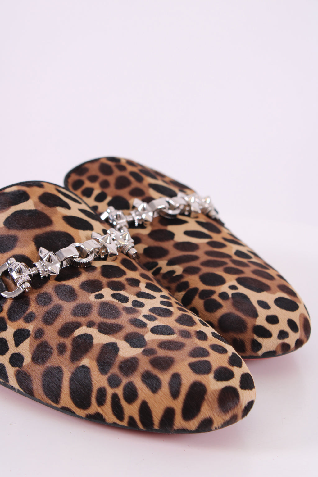 Christian Louboutin Pony Hair Mule Flats Leopard Print 37