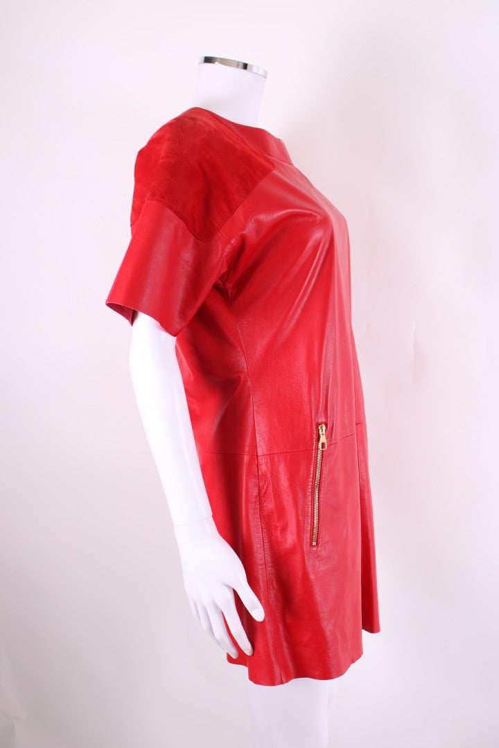 Louis Vuitton Leather Mini Dress Red 8