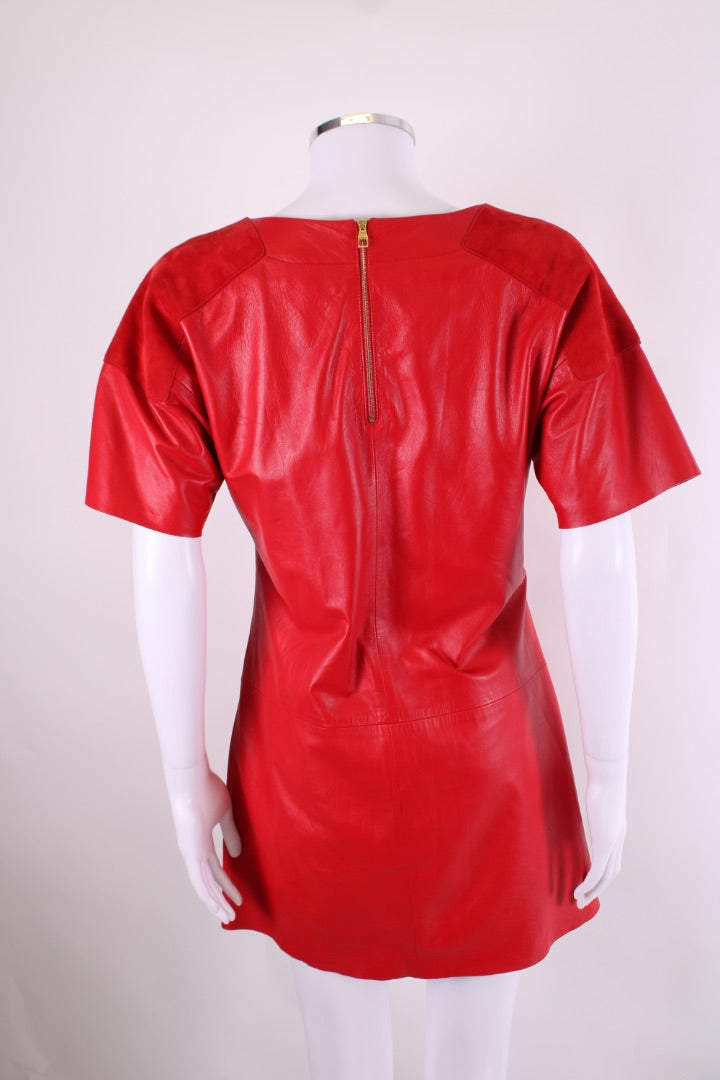 Louis Vuitton Leather Mini Dress Red 8