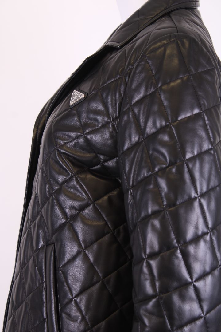 Prada Nappa Leather Quilted Jacket Black S