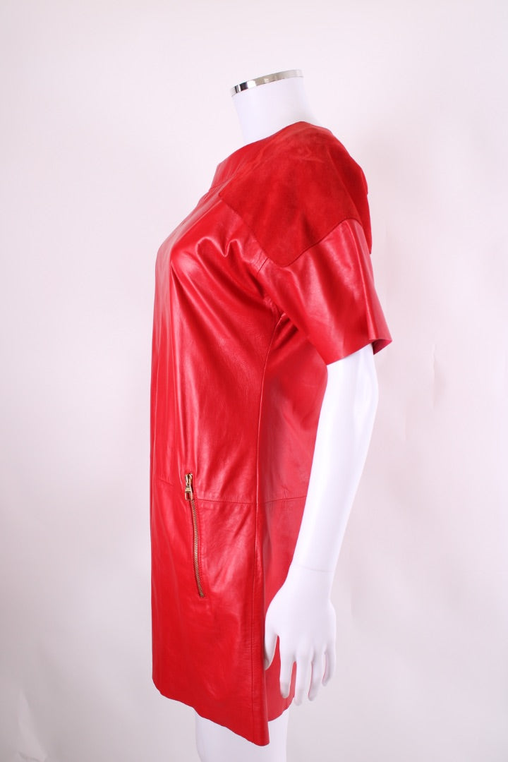 Louis Vuitton Leather Mini Dress Red 8
