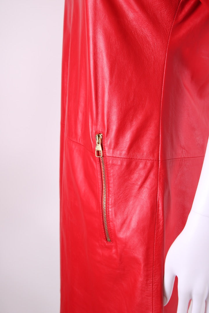 Louis Vuitton Leather Mini Dress Red 8