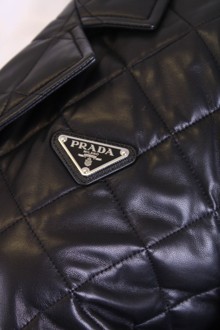 Prada Nappa Leather Quilted Jacket Black S