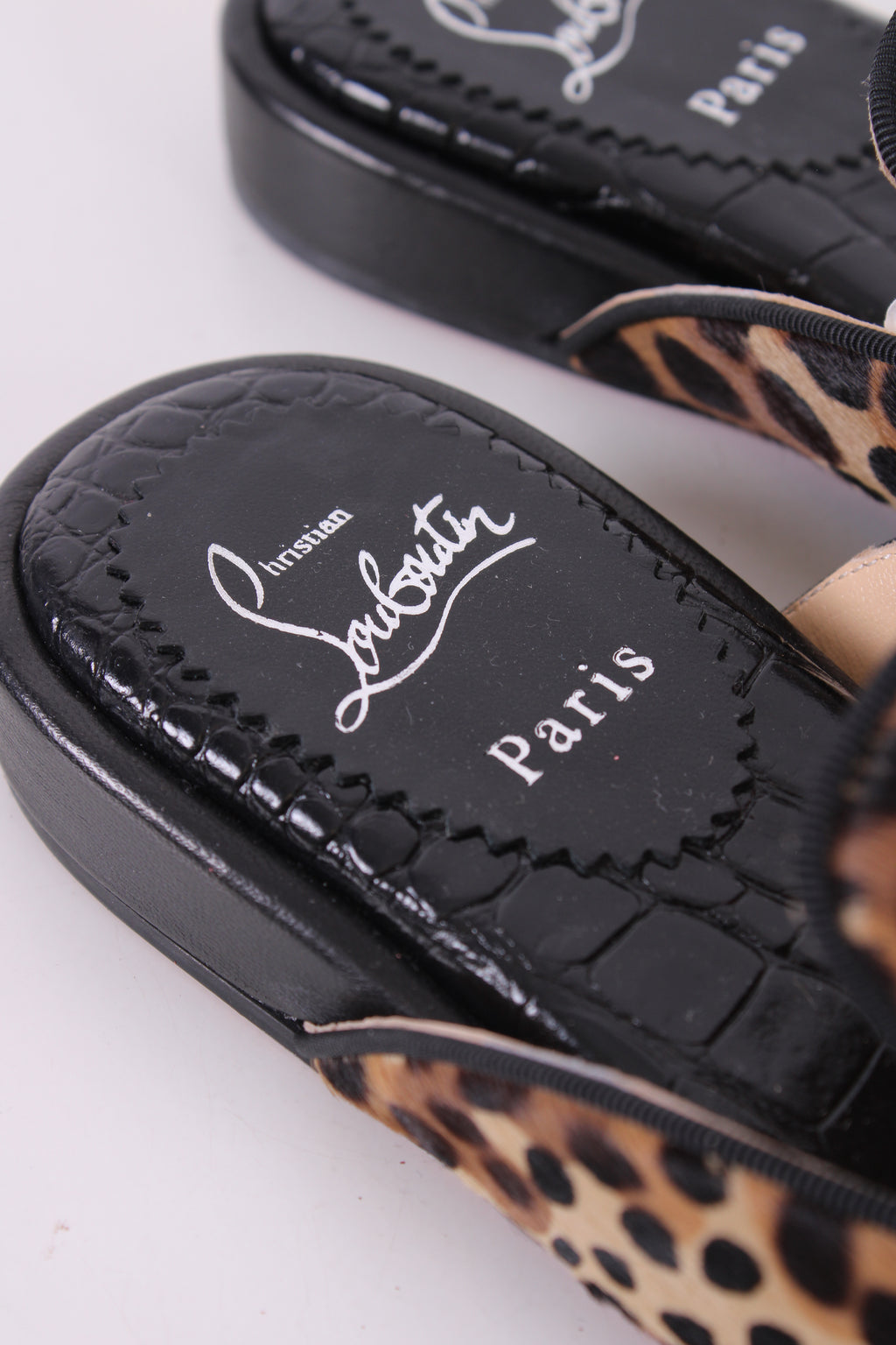 Christian Louboutin Pony Hair Mule Flats Leopard Print 37