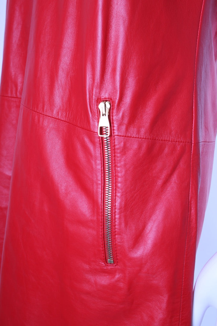 Louis Vuitton Leather Mini Dress Red 8