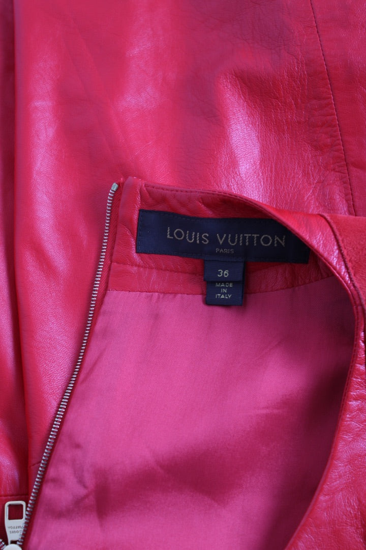 Louis Vuitton Leather Mini Dress Red 8