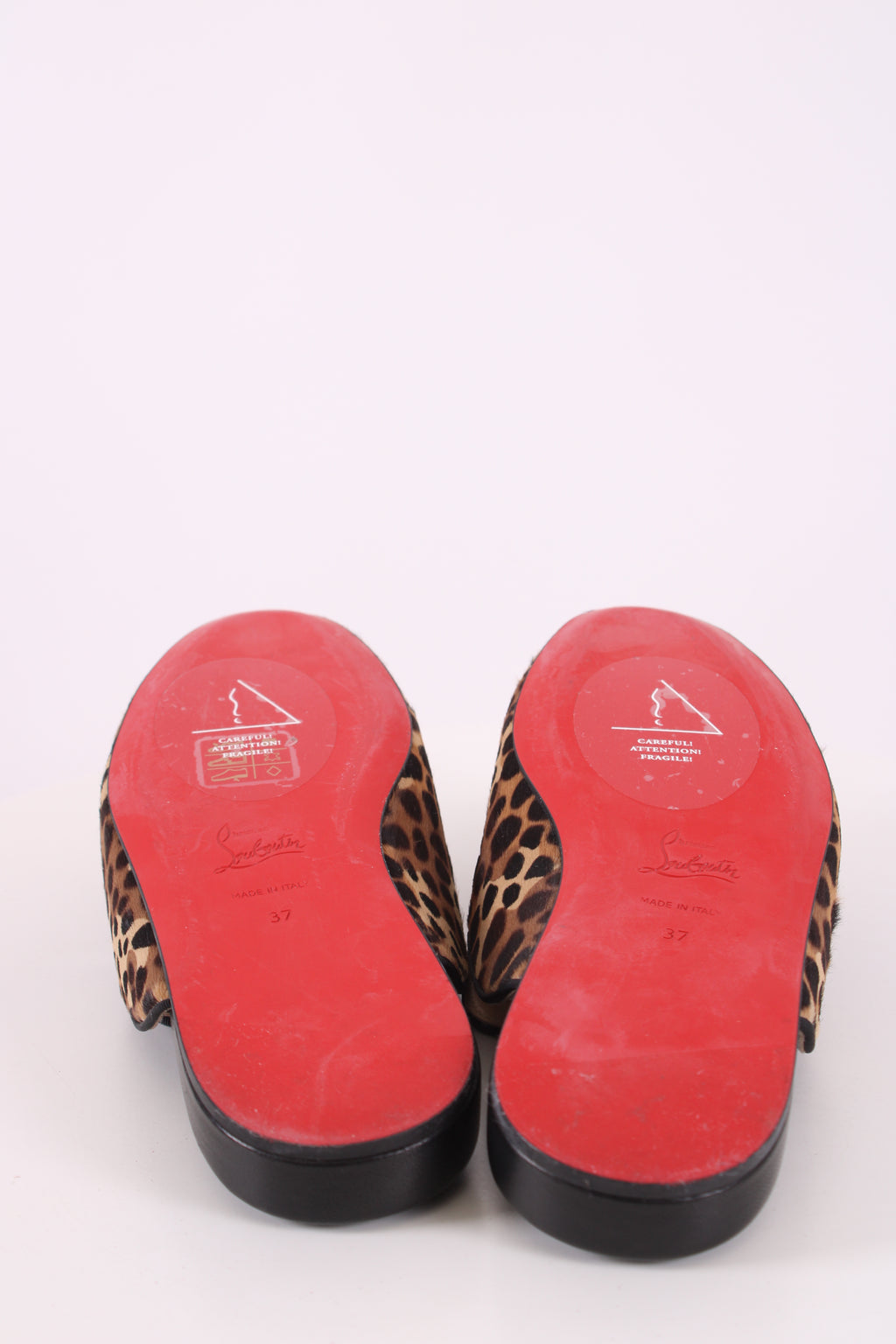 Christian Louboutin Pony Hair Mule Flats Leopard Print 37