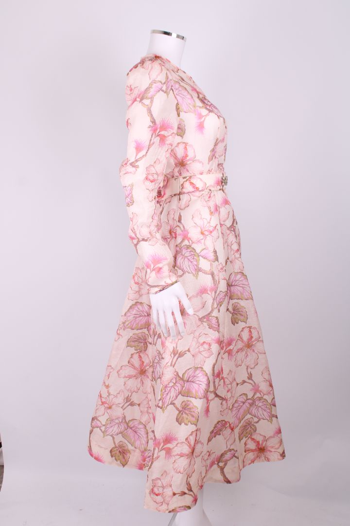 Zimmermann L/S Floral Belted Dress Pink S