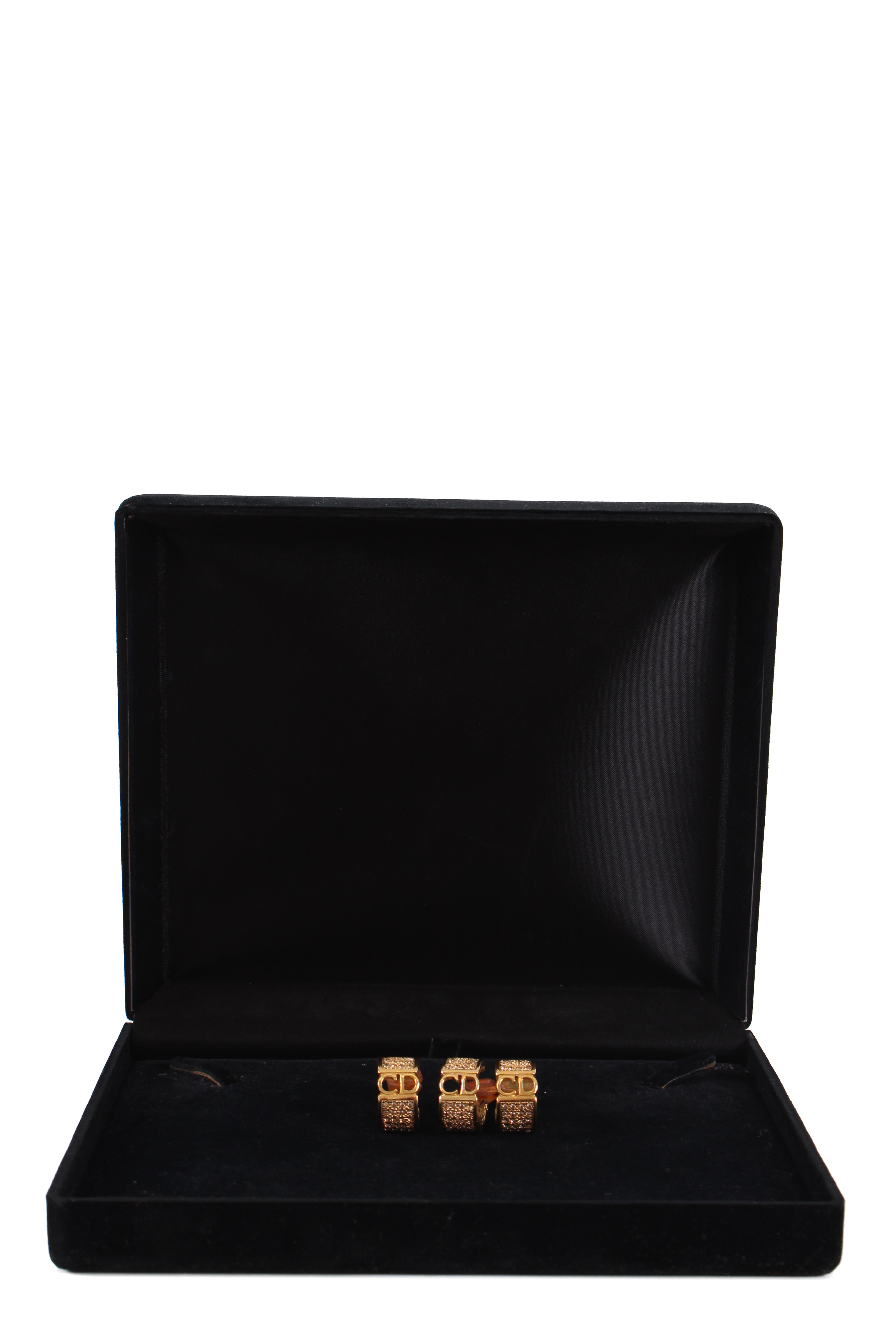 Dior X3 CD Diamante Clip On Earrings Gold Colour