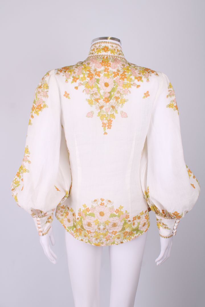 Zimmermann L/S Floral Blouse White/ Yellow S