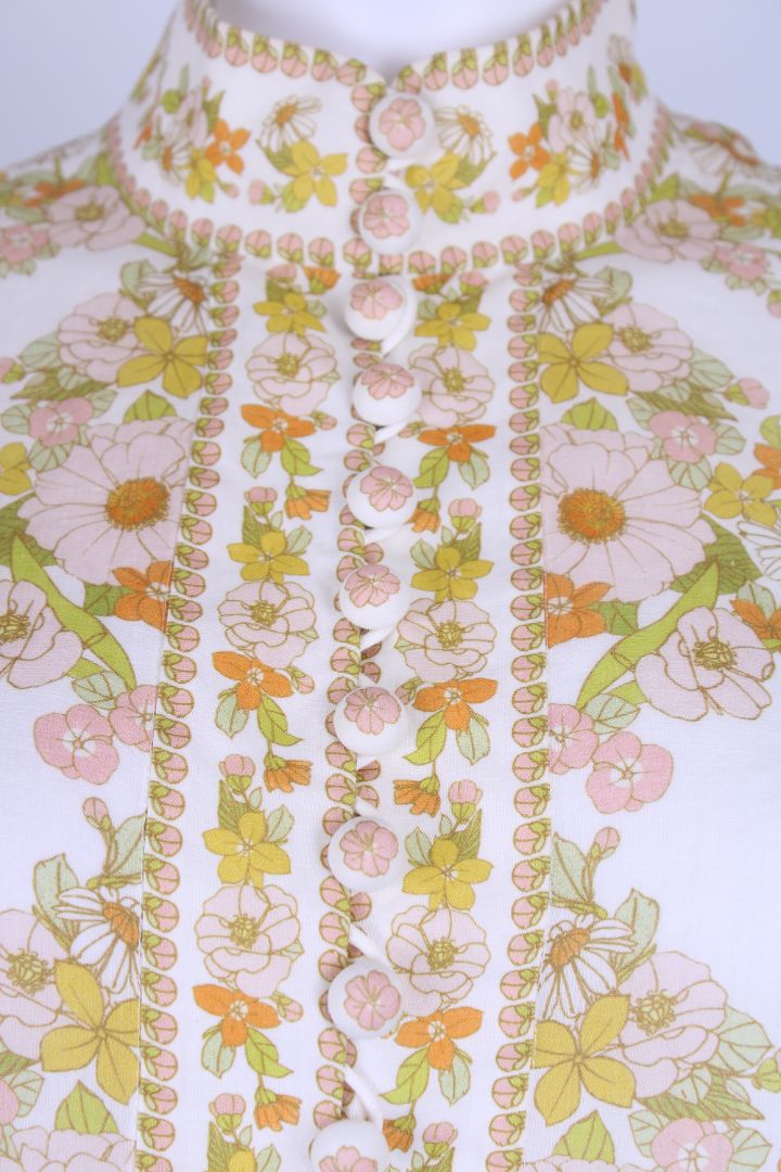 Zimmermann L/S Floral Blouse White/ Yellow S