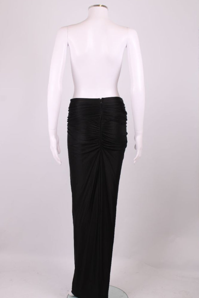 Paco Rabanne Crystal Brooch Draped Skirt Black 10
