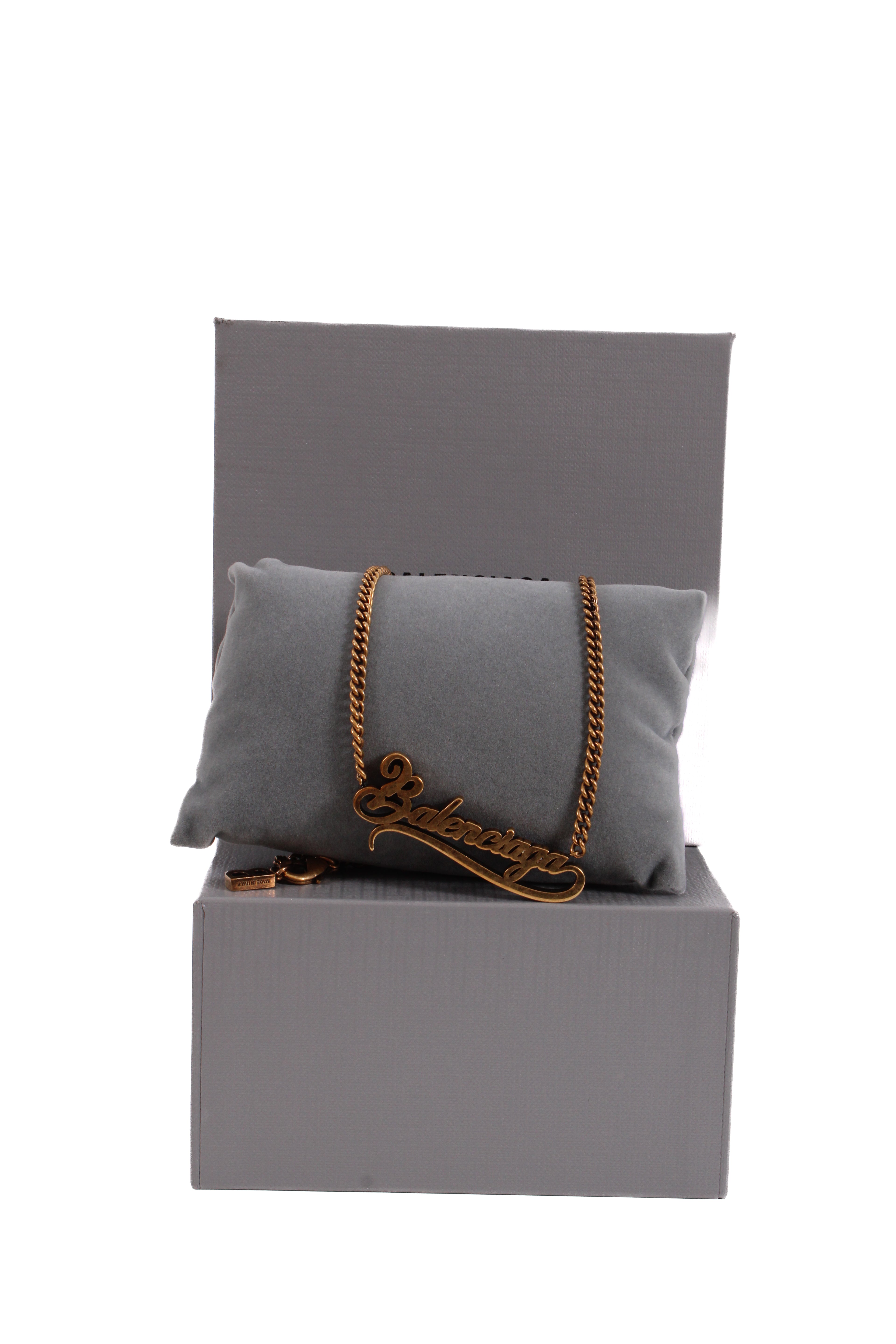 Balenciaga Typo Valentine Necklace Brass Colour