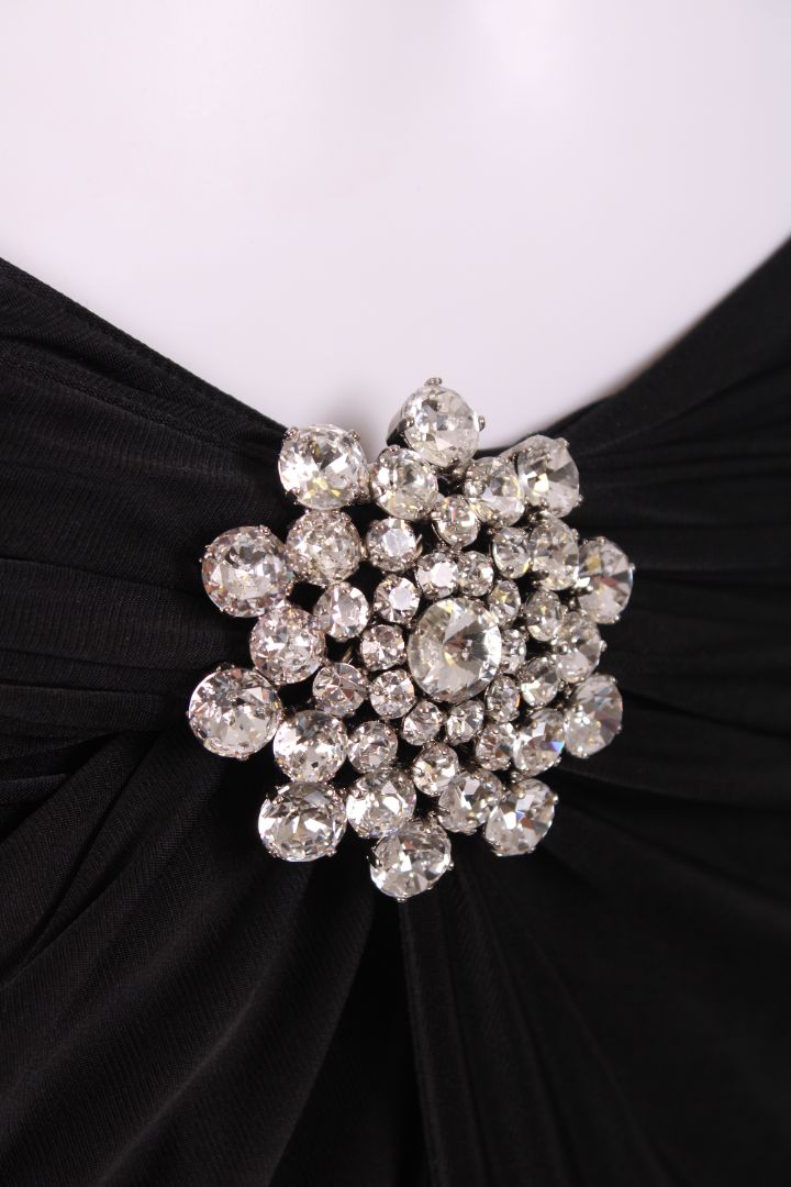 Paco Rabanne Crystal Brooch Draped Skirt Black 10