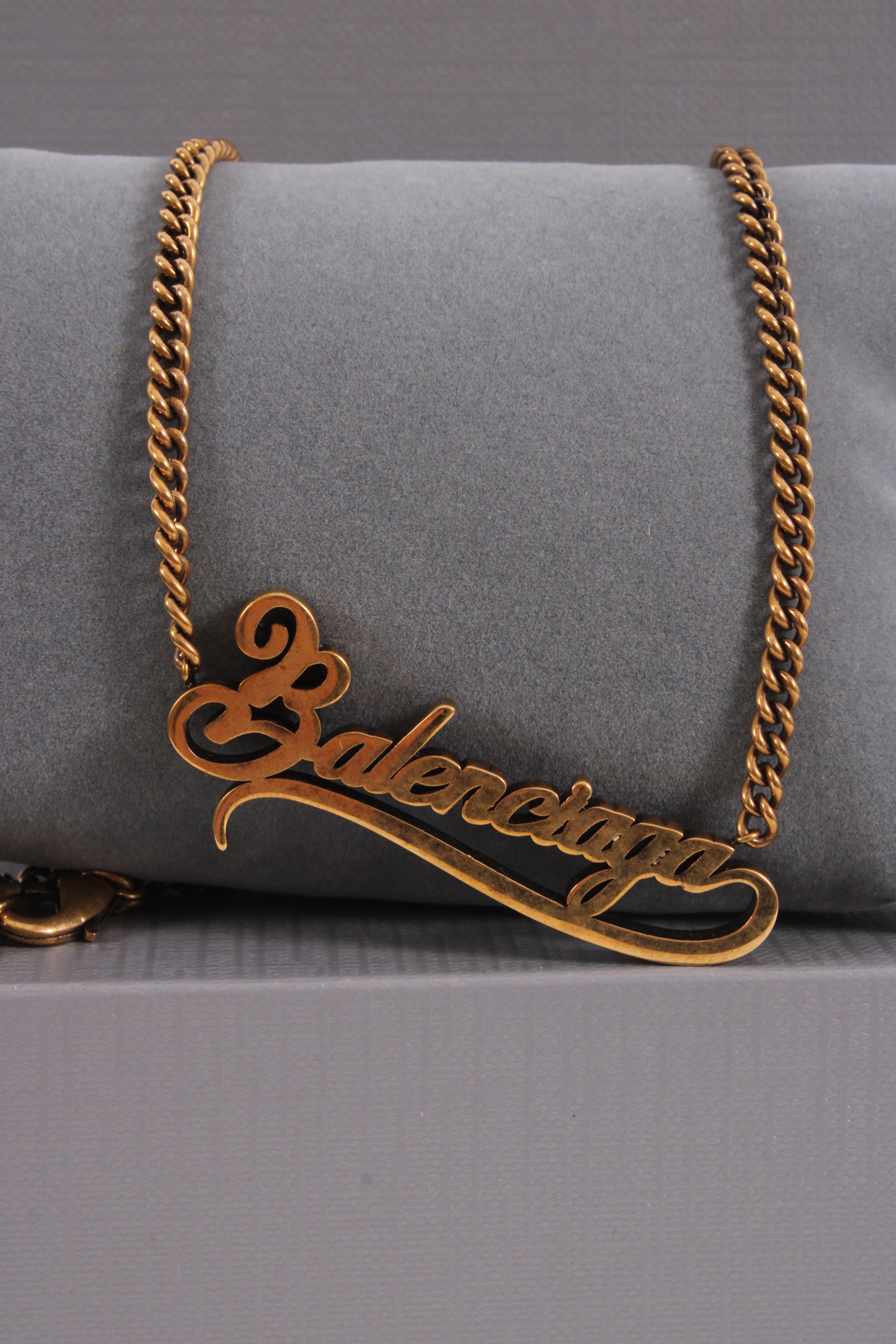 Balenciaga Typo Valentine Necklace Brass Colour
