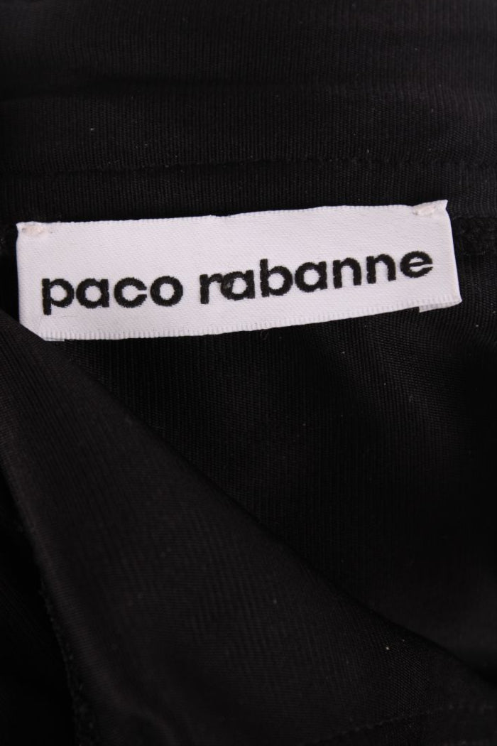 Paco Rabanne Crystal Brooch Draped Skirt Black 10