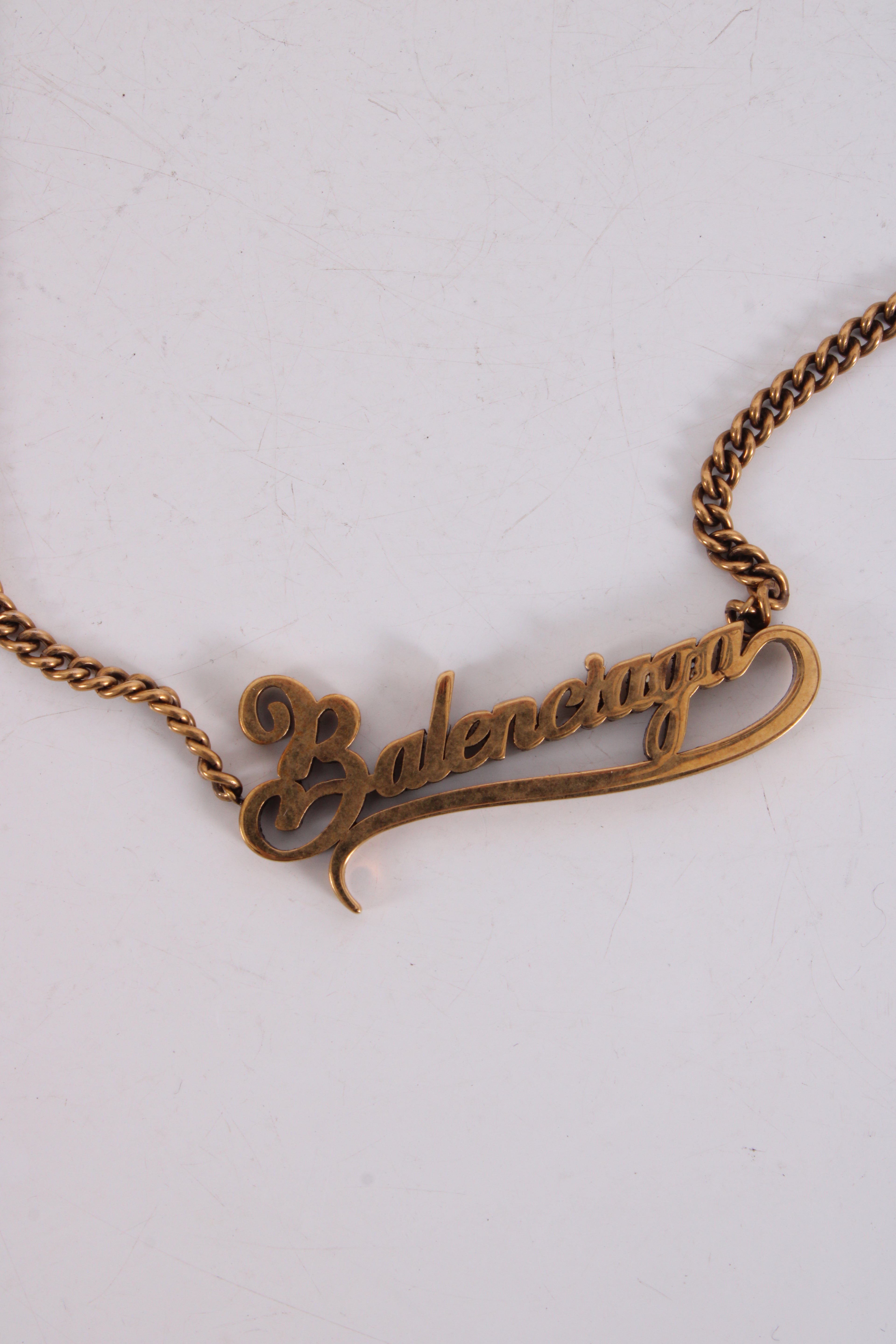 Balenciaga Typo Valentine Necklace Brass Colour